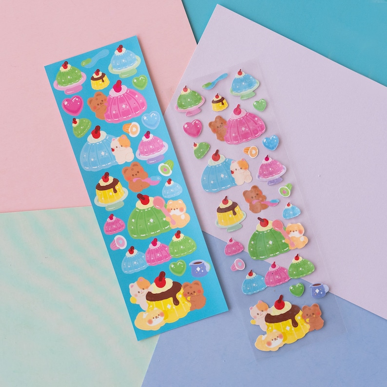 Sticker Pudding Pudding and Jelly Jello Kiss-cut Sticker Sheet by Mintymentaiko Bullet ...