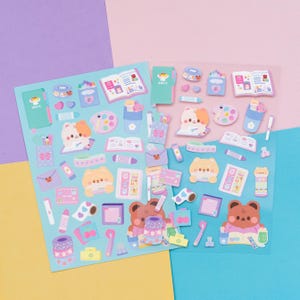 Feuille d'autocollants Kiss-Cut pour journalisation et papeterie par mintymentaiko Stickers Bullet Journal, autocollants pour agenda, autocollants pour cahier