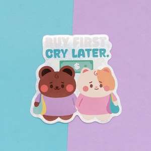 Comprar ahora Cry Later - Adhesivo holográfico resistente al agua de mintymentaiko