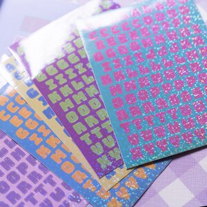 90s High School Alphabet Sticker Sheet Set by mintymentaiko Bullet Journal Stickers, Planner Stickers, Notebook Stickers