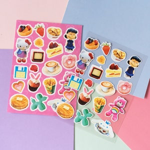 Y2K Objects Foglio di adesivi olografici a forma di cuore o opachi di mintymentaiko Adesivi per Bullet Journal, Adesivi per Planner