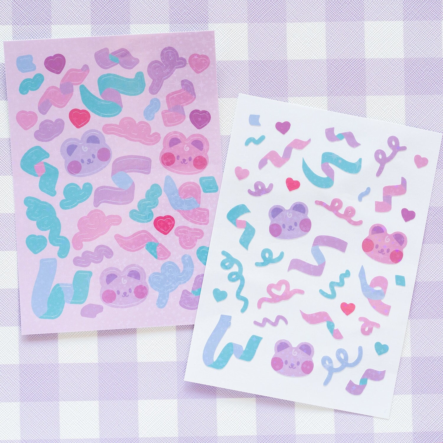 Kawaii Bear and Bunny Deco Stickers, Photo Card Deco Stickers