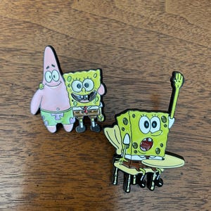 SpongeBob SquarePants characters, SpongeBob and friends, SpongeBob and Patrick metal enamel pins, durable pins. character pins