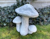 Concrete Family Of Mushrooms, Magic Mushrooms Solid Stone Statue, Honey Agaric Mushroom, Forest Plant, Stone Garden Decor, Outdoor Ornament