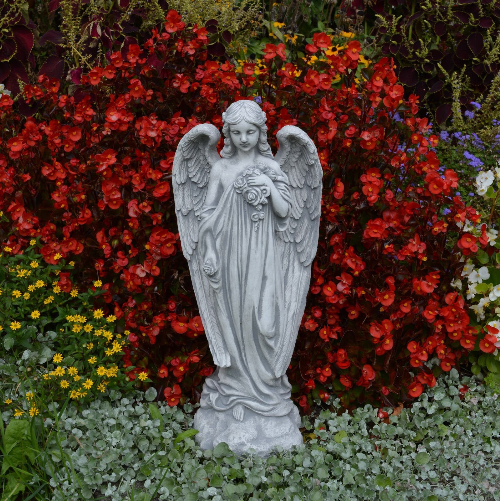 Large angel with wings garden decor Concrete angel statue Etsy