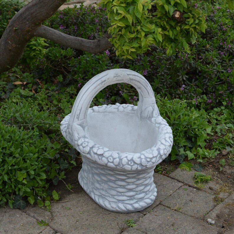 Wicker Basket Concrete Planter Planter Pot Outdoor Etsy