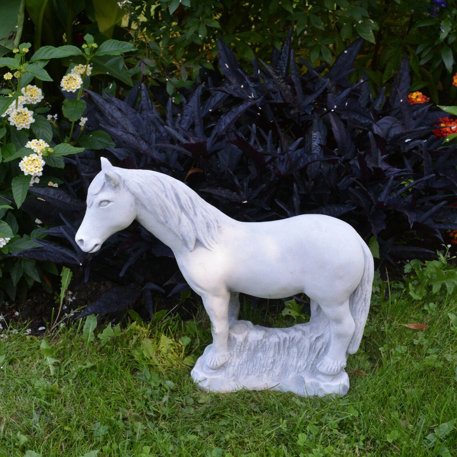 White Horse Concrete Sculpture Stallion Garden Decor Horse Etsy