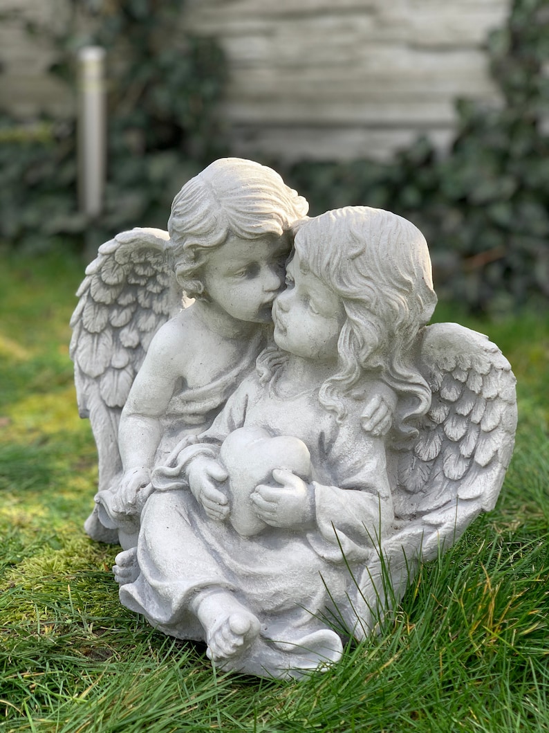 Couple of angels Kissing statue Child's figure Cherubs Etsy