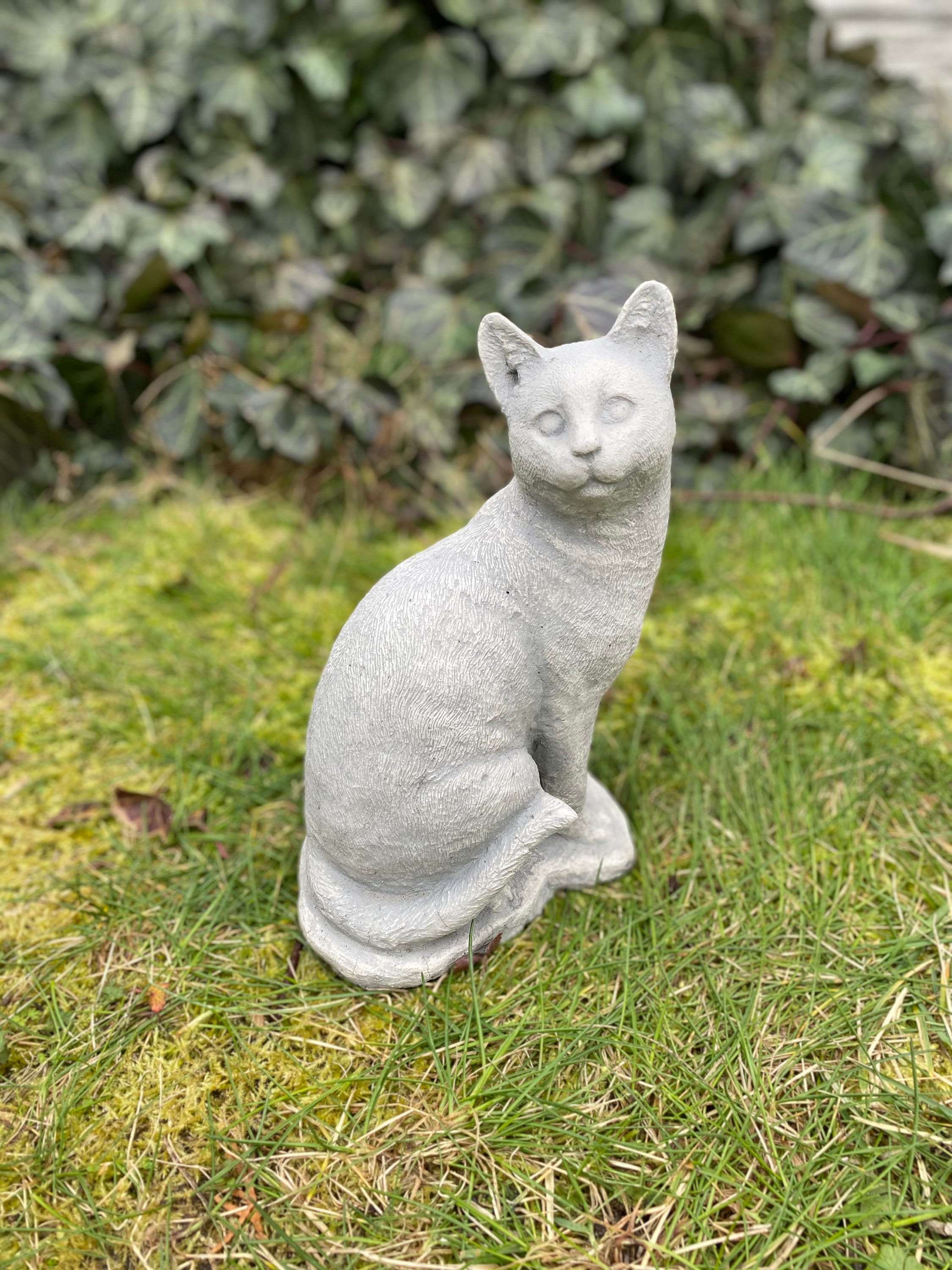 Cat Stone Figurine Concrete Cute Cat Statue Garden Decor | Etsy