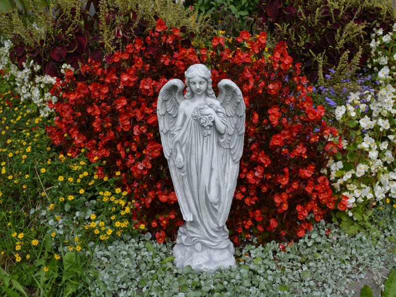 Large angel with wings garden decor Concrete angel statue Etsy