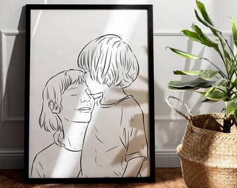 Custom family portrait, line art portrait, Custom gift, Drawing From Photo, Best Friend gift, Line Drawing, Personalized line Art Commission