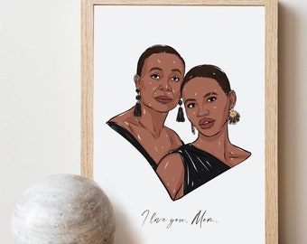Capture Moments in a Hand-Drawn Portrait – Custom Family, Mom Dad, Children or Best Friend Gift with Personal Touch