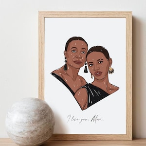 Custom Portrait Illustration, Wedding gift, Couple Portrait, Drawing From Photo, Best Friend gift, Moms Gift, Personalised Art Commission image 1