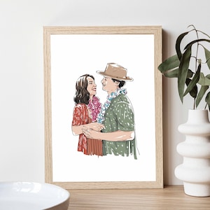 Ilustración de retrato personalizado, regalo de boda, retrato de pareja, dibujo de una foto, regalo de mejor amigo, dibujo lineal, comisión de arte personalizada imagen 1