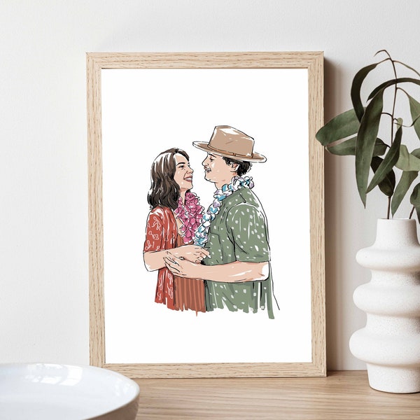 Aangepaste portretillustratie, huwelijkscadeau, paarportret, tekening van foto, beste vriend cadeau, lijntekening, gepersonaliseerde kunstcommissie