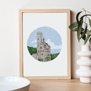 Personalized Castle Illustration Art Print: Custom Digital Wall Art (JPEG File)