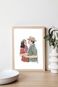Custom Portrait Illustration, Wedding gift, Couple Portrait, Drawing From Photo, Best Friend gift, Line Drawing, Personalised Art Commission