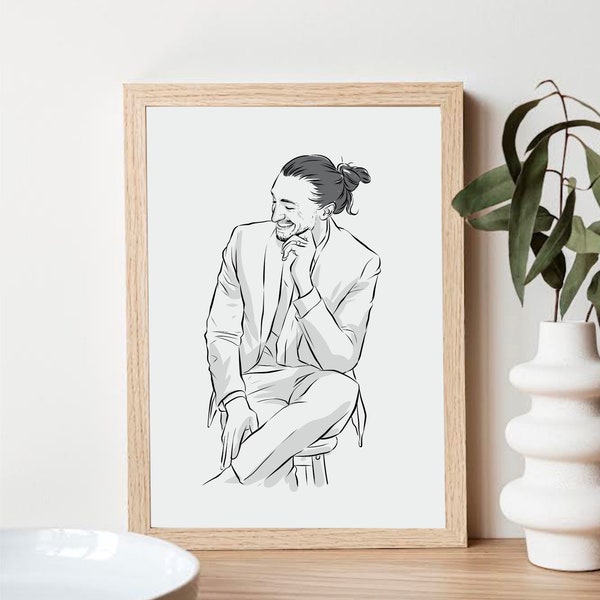 Custom Portrait Illustration, Wedding gift, Couple Portrait, Drawing From Photo, Best Friend gift, Line Drawing, Personalised Art Commission