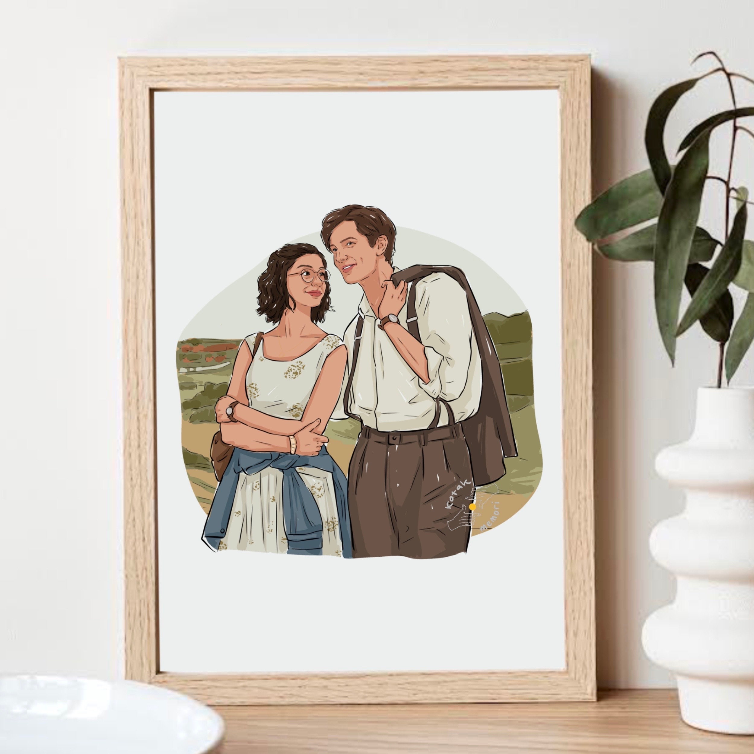 Custom Portrait Illustration, Wedding gift, Couple Portrait, Drawing From Photo, Best Friend gift, wall art, Personalised Art Commission