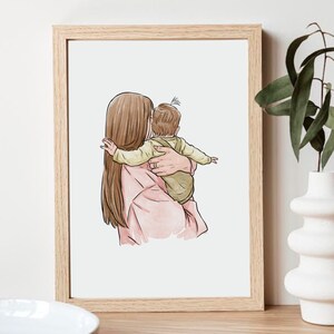Aangepaste portretillustratie, aquarel, kerstcadeau, tekening van foto, cadeau beste vriend, lijntekening, gepersonaliseerde kunstcommissie