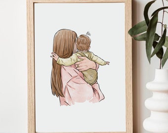 Custom Portrait Illustration, watercolor, christmas gift, Drawing From Photo, Best Friend gift, Line Drawing, Personalised Art Commission