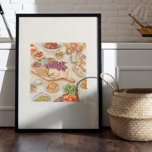 Watercolor Food Art Print: Kitchen Dining Decor (Digital Download)