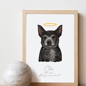 Custom Pet Portrait, Dog Memorial, Custom Pet Art, Personalised Pet Portrait, Personalized Dog memorial Gift, Digital Art, Customized Pet image 3