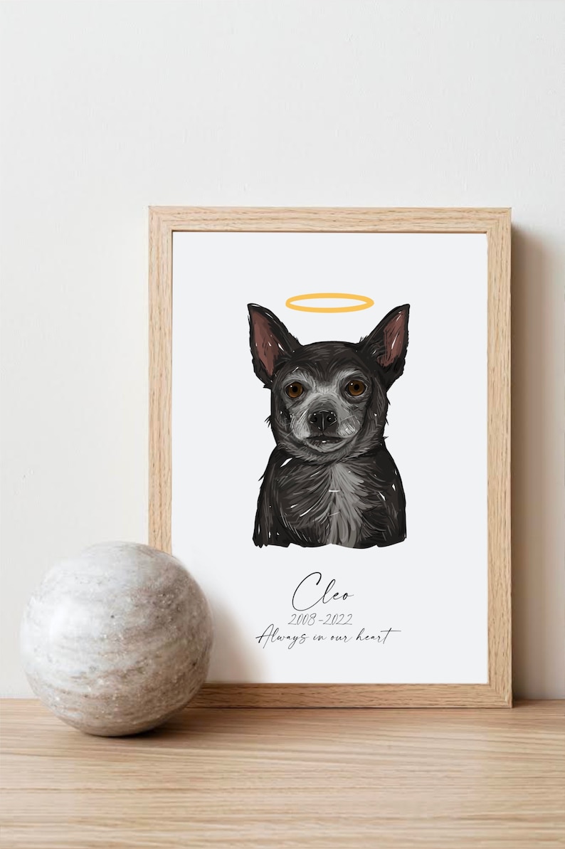 Custom Pet Portrait, Dog Memorial, Custom Pet Art, Personalised Pet Portrait, Personalized Dog memorial Gift, Digital Art, Customized Pet image 3