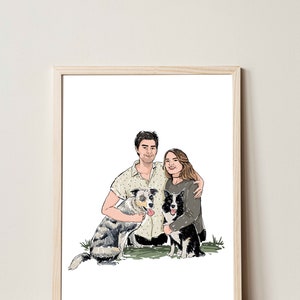 Ilustración de retrato personalizado, regalo de boda, retrato de pareja, dibujo de una foto, regalo de mejor amigo, dibujo lineal, comisión de arte personalizada imagen 3