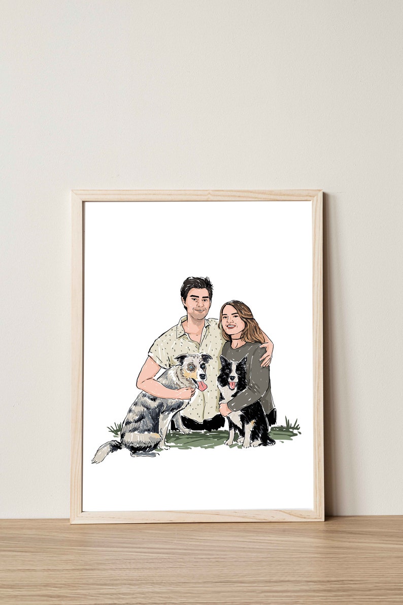 Ilustración de retrato personalizado, regalo de boda, retrato de pareja, dibujo de una foto, regalo de mejor amigo, dibujo lineal, comisión de arte personalizada imagen 3