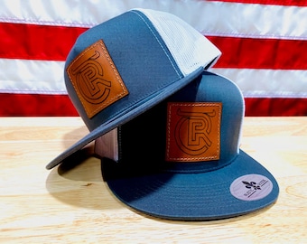 Custom Leather Patch Flatbill Caps