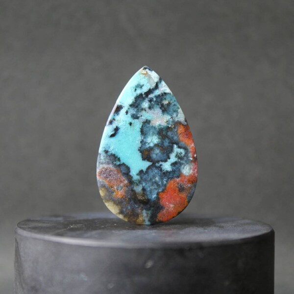 Blue opalized wood cabochon multycolor