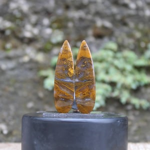 Moss agate druzy pair