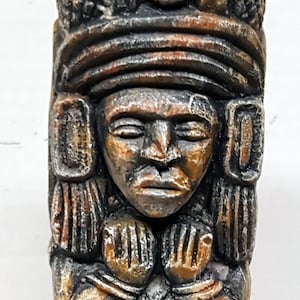 Aztec Totem,  9 in. (23 cm), Mayan/Aztec Totem, Artistic Mexican Statue, Aztec Artifacts, Mexican Statue, Stone Totem, AvtechStoneGallery