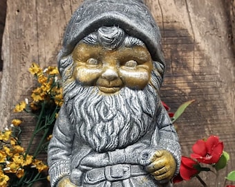 Concrete Gnome , Garden Gnome, Garden Statue,  Dwarfish Goblin, Earth Spirit, Medieval Mythology,  Goblin, Travel Gnome, Avtechstonegallery
