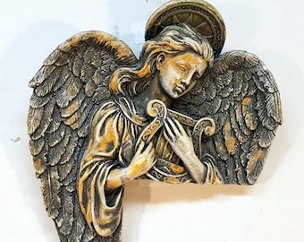 Angel Frame Accent 8 in. (20 cm) Devotional Left Corner Door or Frame Angel Watching Over Child Picture AvtechStoneGallery