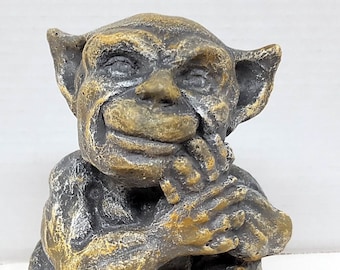 Vinny Wasserspeier, 15 cm, Beton-Wasserspeier, Groteske, Guss-Wasserspeier-Statue, Mittelalterliche Gotik, Mittelalter, AvtechStoneGallery