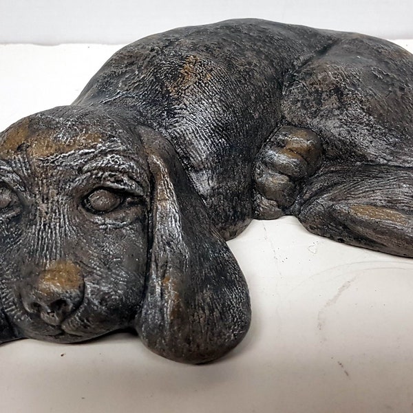 Hound Pup, Concrete Dog Statue, 10 in. (25 cm), Garden Statue, Hound Dog, Canine Hunter, Avtechstonegallery