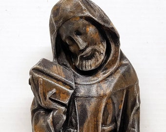 Saint Fiacre, 9.5 in.(24 cm), St. Fiacre, Irish Saint, Saint Fiacre of Breuil, Patron Saint, Patron of Growers, AvtechStoneGallery