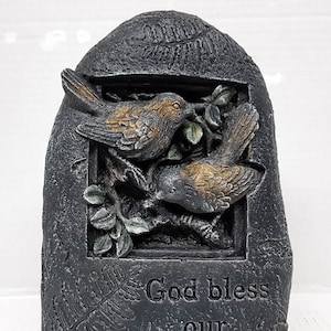 Garden Stone,  9 in. (23 cm), &quot;God Bless Our Home&quot; Stone, Concrete Greeting, Front Porch Welcome Stone, AvtechStoneGallery