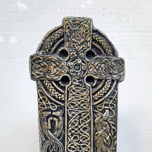Celtic  Cross, Concrete Cross, 9 in., Concrete Celtic Cross, Celtic Cross Stand, AvtechStoneGallery