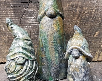 Garden Trolls, Set of 3 Trolls, 8 in.(20cm), Old Norse Myth, Cave Dwellers, Scandinavian Folklore, Trolle, Troll Art, Avtechstonegallery