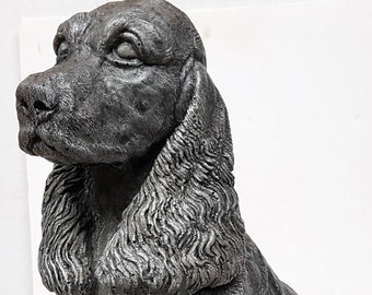 English Cocker Spaniel, Concrete Spaniel, 11.5 in(29cm), Concrete Statue, Concrete Dog, Garden Statue, Animal Statuary, Avtechstonegallery