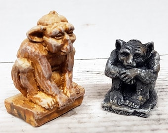 Mini Gargoyles, 2.75 in. and 2 in.,   Sets of 2, 4, 6, 8 , Gargoyle Statue , Medieval Gothic,  AvtechStoneGallery