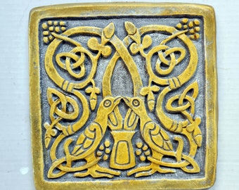 Celtic Dove Plaque, 9 in. (23 cm), Celtic Fertility Birds, Pagan Celtic Art,  Stone Art, Dove Pairs, Celtic Mythology, AvtechStoneGallery