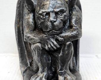 Beton-Wasserspeier, 20 cm, Steinguss-Wasserspeier, Groteske, Guss-Wasserspeier-Statue, Gothic, Mittelalter, AvtechStoneGallery
