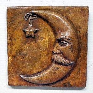 Estrela da Lua de 20 cm (8 pol.), Lua da Colheita, Lua Celestial, Lua do Pôr do Sol, Esculturas de Pedra Celestial. Galeria AvtechStone
