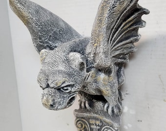 Gargoyle Sconce,  Concrete Gargoyle, 13 in (33cm), Gargoyle Shelf, Monster Figure, Gothic Art, Solid Stone Gargoyle, Avtechstonegallery