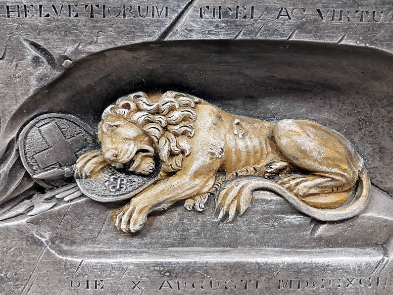 Lion of Lucerne, 9.7 in. 25 cm, The Lion Monument, Lucerne Monument, Switzerland Lion, Swiss Guard Monument, AvtechStoneGallery image 8
