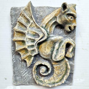 Seahorse Plaque, 8.5 in., Hippocampus, Sea Monster, 3-D Seahorse Art, Seahorse Wall Art,